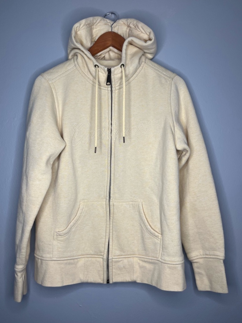 Carhartt Pastel Butter Yellow Zip Front Hooded Sweatshirt